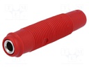 Socket; 4mm banana; 16A; 60VDC; red; nickel plated; on cable; 3mΩ