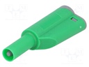 Plug; 4mm banana; 36A; 1kVAC; green; 56mm; 2.5mm2