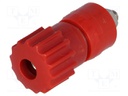 Socket; 4mm banana; 16A; 60VDC; red; nickel plated; screw,on panel