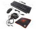 Gaming kit; black; Jack 3,5mm,USB A; wired,US layout; 20Hz÷20kHz