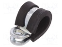 Fixing clamp; ØBundle : 9mm; W: 9mm; steel; Cover material: EPDM