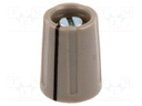 Knob; with pointer; ABS; Shaft d: 4mm; Ø10.5x14mm; grey