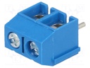 PCB terminal block; angled 90°; 5.08mm; ways: 2; on PCBs; 1.5mm2