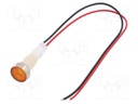 Indicator: LED; flat; 12VDC; 12VAC; Cutout: Ø10mm; 200mm leads