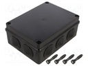 Enclosure: junction box; X: 140mm; Y: 190mm; Z: 70mm; IP65; black