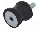 Vibration damper; M4; Ø: 15mm; rubber; L: 15mm; Thread len: 10mm