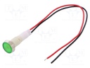 Indicator: LED; flat; 110VDC; 110VAC; Cutout: Ø10mm; 200mm leads