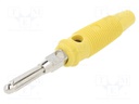 Plug; 4mm banana; 16A; 60VDC; yellow; non-insulated; 3mΩ; 1.5mm2