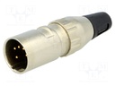 Plug; XLR; male; PIN: 5; straight; for cable; soldering; gold-plated