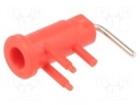 Socket; 2mm banana; 10A; 600V; 19.5mm; red; Mounting: soldered; 7mΩ