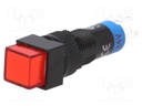 Switch: push-button; Pos: 2; SPDT; 0.5A/250VAC; 1A/24VDC; red; red