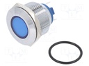 Indicator: LED; flat; 12VDC; 12VAC; Cutout: Ø22mm; brass