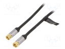 Cable; 75Ω; 5m; F plug,both sides; shielded; black; Øcable: 5mm