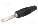 Plug; 4mm banana; 16A; 60VDC; black; Max.wire diam: 1.5mm; 3mΩ