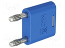 4mm banana; 32A; 30VAC; 60VDC; blue; nickel plated; insulated