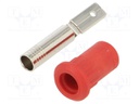 Socket; 4mm banana; 25A; 30VAC; 60VDC; red; nickel plated; on panel