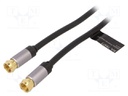 Cable; 75Ω; 3m; F plug,both sides; shielded; black; Øcable: 5mm