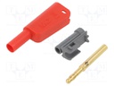 4mm banana; 19A; 1kV; red; insulated,with 4mm axial socket; 1mm2