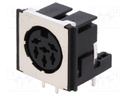 Socket; DIN; female; shielded; PIN: 6; Layout: 240°; angled 90°; THT