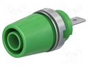 Socket; 4mm banana; 20A; 1kV; green; nickel plated; insulated