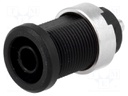 Socket; 4mm banana; 25A; Cutout: Ø12mm; black; nickel plated; 5mΩ