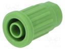 Socket; 4mm banana; 24A; 1kV; green; push-in,on panel; 28.1mm; 5mΩ