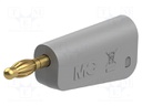 Plug; 4mm banana; 19A; 30VAC; 60VDC; grey; gold-plated; 1mm2