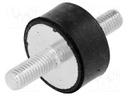 Vibration damper; M8; Ø: 30mm; rubber; L: 15mm; Thread len: 20mm