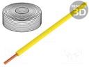 Wire; stranded; Cu; 0.5mm2; yellow; PVC; 60V; 10m; Class: 5