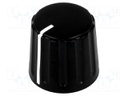 Knob; conical,with pointer; ABS; Shaft d: 6mm; Ø18.5x17.1mm; black