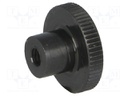 Knob; Dia: 12mm; M3; H: 7.5mm; steel; black; Features: knurled