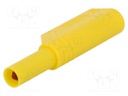 Plug; 4mm banana; 24A; 1kVDC; yellow; with 4mm axial socket; 3mΩ