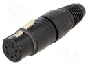 Plug; XLR; female; PIN: 5; straight; for cable; soldering; 7.5A; 1mm2