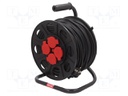 Extension lead; reel; Sockets: 4; rubber; black; 3x1,5mm2; 50m; 10A