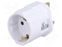 Adapter; Out: EU; Plug: with earthing; Colour: white; Input: UK