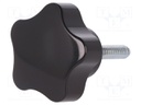 Knob; Dia: 40mm; M6; 30mm; H: 27mm; duroplast (PF); black; -20÷110°C