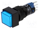 Switch: push-button; Pos: 2; SPDT; 0.5A/250VAC; 1A/24VDC; blue; blue