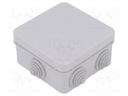 Enclosure: junction box; X: 85mm; Y: 85mm; Z: 42mm; wall mount; IP55