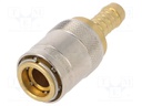 Quick connection coupling; straight; 15bar; Mat: brass; Seal: FPM