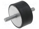 Vibration damper; M10; Ø: 60mm; rubber; L: 30mm; Thread len: 28mm