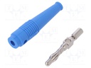 Plug; 4mm banana; 32A; blue; 2.5mm2; Plating: nickel plated; 69mm