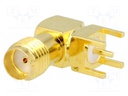 Socket; SMA; female; angled 90°; THT; gold-plated