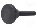 Knob; Dia: 24mm; M6; 35mm; H: 15mm; steel; black; Features: knurled