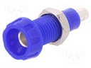 Socket; 4mm banana; 10A; 250VAC; 28.5mm; blue; nickel plated; 10mΩ