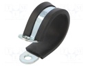 Fixing clamp; ØBundle : 27mm; W: 15mm; steel; Cover material: EPDM