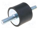 Vibration damper; M6; Ø: 25mm; rubber; L: 20mm; Thread len: 18mm