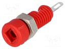 Socket; 2mm banana; 6A; Overall len: 21mm; red; Plating: tinned