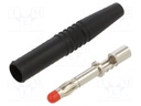 Plug; 4mm banana; 32A; 1kV; black; insulated; 2.5mm2; nickel plated