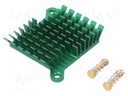 Heatsink: extruded; grilled; green; L: 40mm; W: 38mm; H: 10mm; 5°C/W