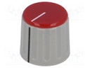 Knob; with pointer; ABS; Shaft d: 6mm; Ø21.3x18.8mm; grey; red